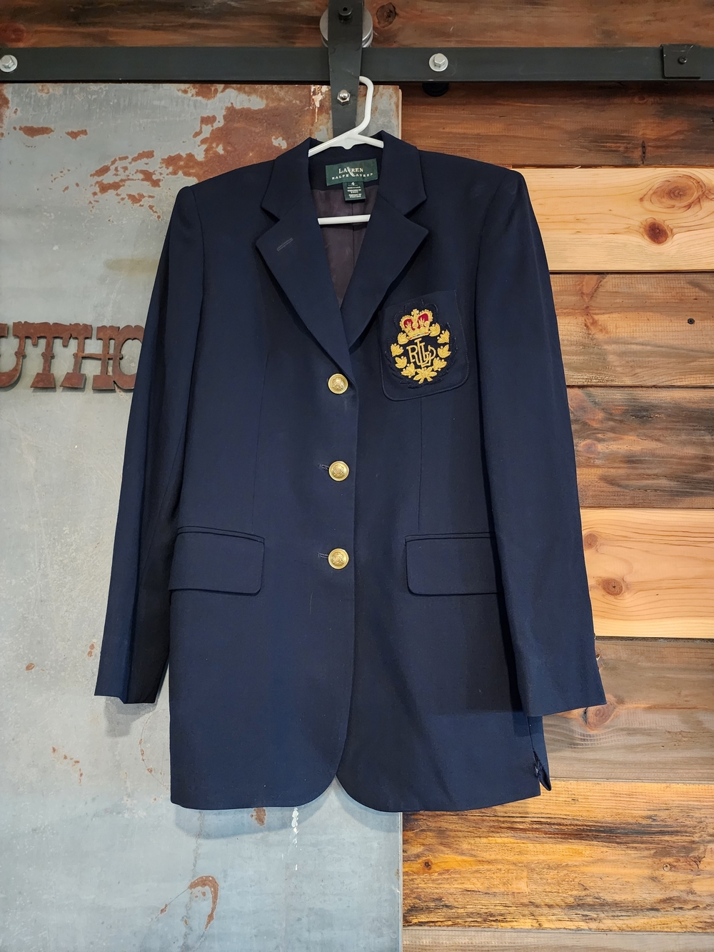Ralph Lauren Navy Crest Wool Blazer